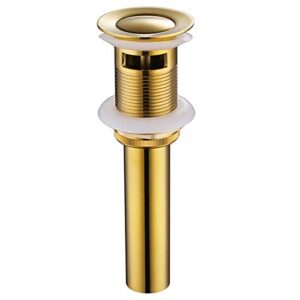 bathroom sink drain gold, angle simple brass pop up drain, vanity sink stopper drain assembly, with overflow