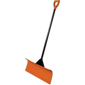 a.m. leonard poly snow pusher/shovel with d-grip fiberglass handle - 30 inches, orange