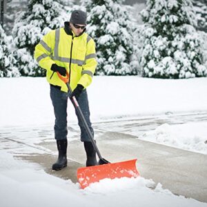 A.M. Leonard Poly Snow Pusher/Shovel with D-Grip Fiberglass Handle - 30 Inches, Orange