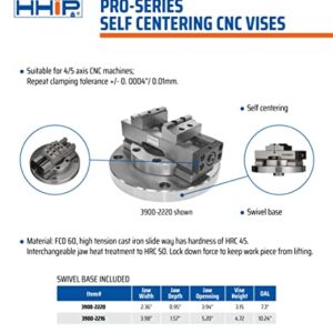 VERTEX 3900-2220 Self-Centering CNC Vise, 2"