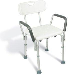 vive shower chair with arms & back - small, narrow, medical, universal bath tub transfer bench - safe adjustable handicap stool for inside bathtub, bathroom - rotating safety sliding