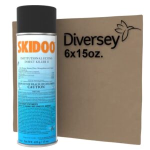 Diversey 5814919 Skidoo Institutional Flying Insect Killer II, Kills Flies, Gnats, Mosquitoes, Wasps & More, Aerosol Spray, 15-Ounce (Pack of 6)