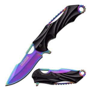 tac force linerlock assisted opening rainbow,black