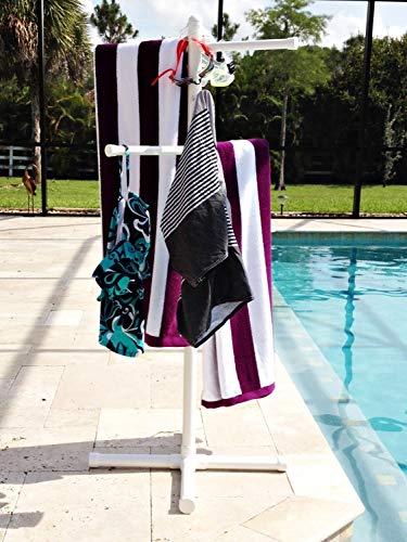Pool & Spa Towel Rack Premium Extra Tall Towel Tree Outdoor PVC White