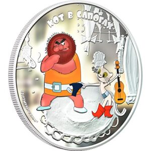 2013 cook islands proof - puss in boots - soyuzmutfilm - 1oz - silver coin - $5 uncirculated