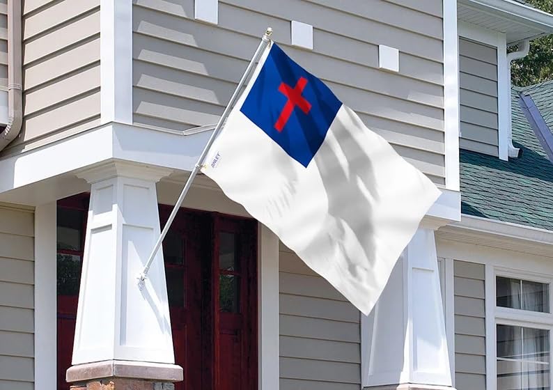 Made In USA Flags Co. - Christian Flag - Fade-Resistant Church & Garden Flag with SolarMax Nylon, Appliqued Cross, Strong Lock-Stitching - All-Weather Durable - 3’x5’ Christian House Flag