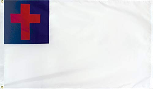 Made In USA Flags Co. - Christian Flag - Fade-Resistant Church & Garden Flag with SolarMax Nylon, Appliqued Cross, Strong Lock-Stitching - All-Weather Durable - 3’x5’ Christian House Flag