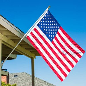 flag pole kit 6 ft flagpole with embroidered american flag by grace alley - embroidered stars and stitched stripes, brushed silver aluminum rust free & tangle free wind resistant pole and multi-position white bracket for residential or commercial use