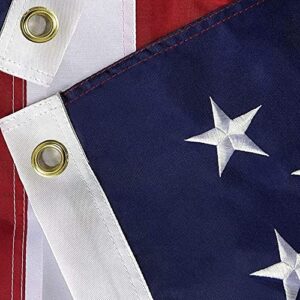 Flag Pole Kit 6 Ft Flagpole with Embroidered American Flag by Grace Alley - Embroidered Stars and Stitched Stripes, Brushed Silver Aluminum Rust Free & Tangle Free Wind Resistant Pole and Multi-Position White Bracket for Residential or Commercial Use