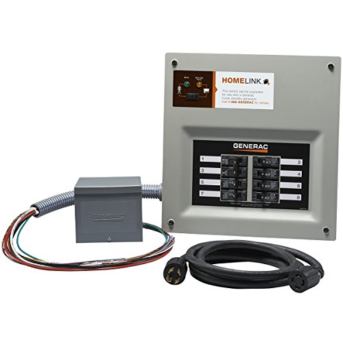 Generac 6853 HomeLink Upgradeable 30 Amp Transfer Switch Kit - Reliable Power Solution for Homes - 10' Cord and Resin Power Inlet Box