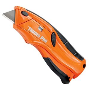 tradespro 838013 safety squeeze knife, orange