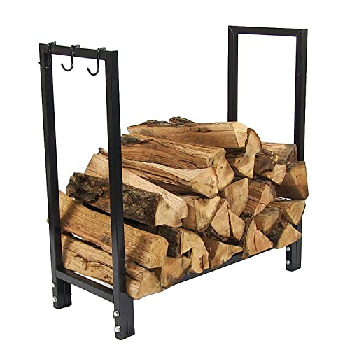 Sunnydaze Firewood Log Rack with Cover - Indoor or Outdoor Wood Storage - 30-Inch