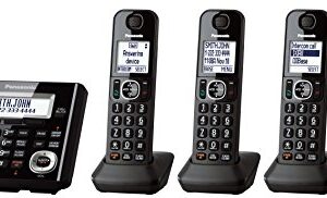 Panasonic Cordless Phone System with Answering Machine, One-Touch Call Block, Enhanced Noise Reduction, Talking Caller ID and Baby Monitor - 5 Handsets - KX-TGF345B (Black)