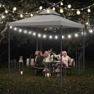 Yescom 8'x8' UV30+ Gazebo Canopy Replacement Top Cover Grey for Dual Tier Outdoor Patio Garden Tent Y0088T09