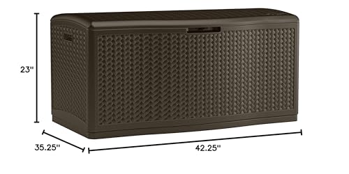 Suncast 124 Gallon Resin Extra Large Deck Storage Cabinet, Mocha Herringbone