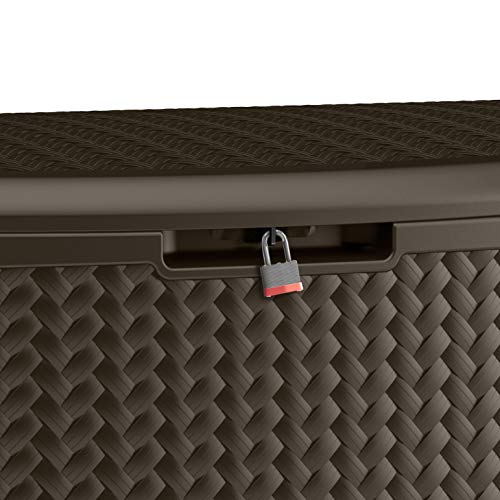 Suncast 124 Gallon Resin Extra Large Deck Storage Cabinet, Mocha Herringbone