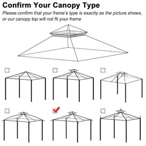 Yescom 10.6'x10.6' Gazebo Top Replacement for 2 Tier Summer Veranda Frame Canopy Cover Patio Garden Yard Dark Beige Y00710T01