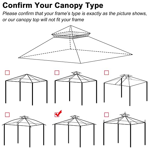 Yescom 10.6'x10.6' Gazebo Top Replacement for 2 Tier Summer Veranda Frame Canopy Cover Patio Garden Yard Dark Beige Y00710T01