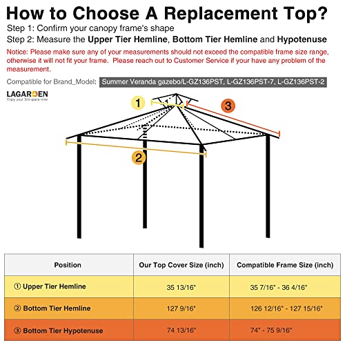 Yescom 10.6'x10.6' Gazebo Top Replacement for 2 Tier Summer Veranda Frame Canopy Cover Patio Garden Yard Dark Beige Y00710T01