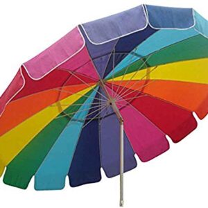 Impact Canopy 8' Beach Umbrella, UV Protected, Vented, Tilt Pole, Sand Anchor, Carry Bag, Rainbow