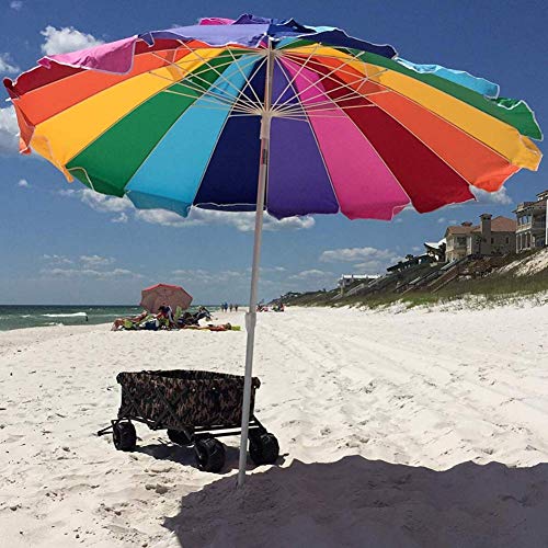 Impact Canopy 8' Beach Umbrella, UV Protected, Vented, Tilt Pole, Sand Anchor, Carry Bag, Rainbow