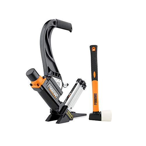 Freeman P50LSLW Lightweight Pneumatic 2-in-1 15.5-Gauge and 16-Gauge 2" Flooring Nailer / Stapler with Flooring Mallet and Interchangeable Base Plates