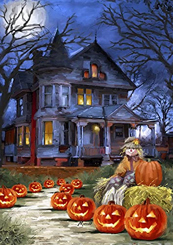 Toland Home Garden 1110094 Spooky Manor Halloween Flag 12x18 Inch Double Sided for Outdoor Fall House Yard Decoration