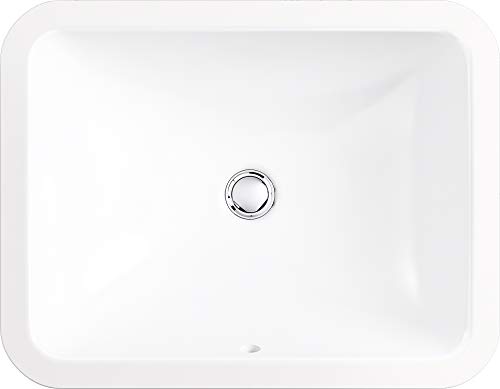 KOHLER 20000-0 Caxton Rectangle Undermount Bathroom Sink, 20-1/4" W x 15-11/16" L, White