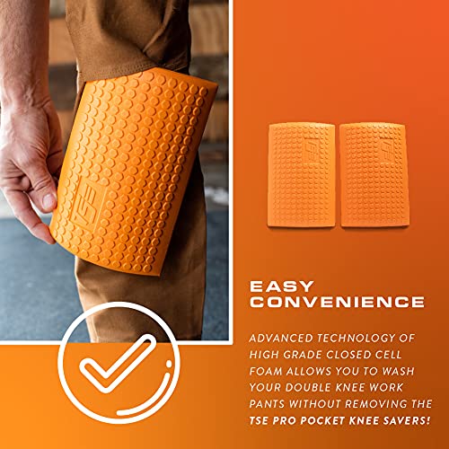 TSE Safety TSE-PPKS TSE-PRO Heavy Duty Padding Pocket Knee Savers with Extra Thick Foam Cushion, Soft Inner Liner, Adjustable One Size, Hi-Viz Orange