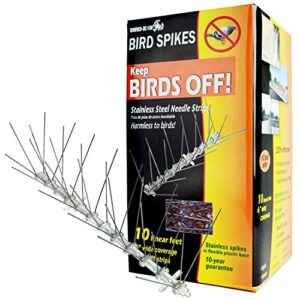 bird-x sts-10-r stainless bird spikes 10 foot kit (2 pack)