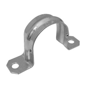 morris products 2 hole emt pipe strap – 2 inch - secures emt conduit - zinc-plated steel - reinforced rib, holes – snap-on installation – 5 pieces