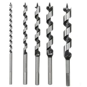 preamer hex shank 9 inch long auger drill bit set for planting wood working drilling hole cutter tool,5-piece, 1/4 inch- 1/2