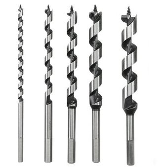 Preamer Hex Shank 9 Inch Long Auger Drill Bit Set for Planting Wood Working Drilling Hole Cutter Tool,5-Piece, 1/4 inch- 1/2