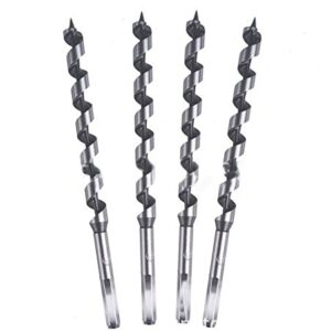 Preamer Hex Shank 9 Inch Long Auger Drill Bit Set for Planting Wood Working Drilling Hole Cutter Tool,5-Piece, 1/4 inch- 1/2