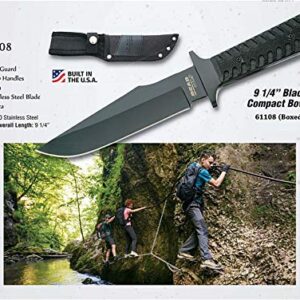 Bear Edge Compact Bowie, 5” 440 High Carbon Stainless Steel Blade, Lightweight Black G10 Handles, Ballistic Sheath Included (61108)