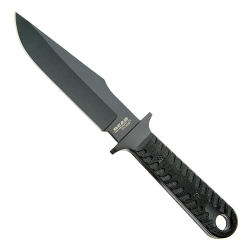 Bear Edge Compact Bowie, 5” 440 High Carbon Stainless Steel Blade, Lightweight Black G10 Handles, Ballistic Sheath Included (61108)