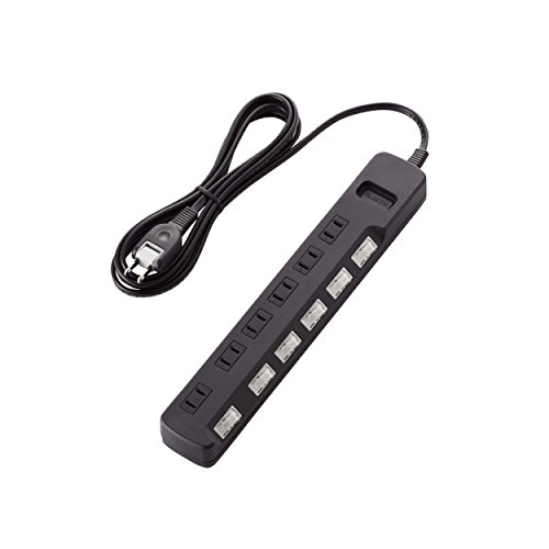 ELECOM Thunder Guard Power Strip with Individual Switch 6 Outlet 2.5m [Black] T-K5A-2625BK (Japan Import)