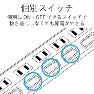 ELECOM Thunder Guard Power Strip with Individual Switch 6 Outlet 2.5m [Black] T-K5A-2625BK (Japan Import)