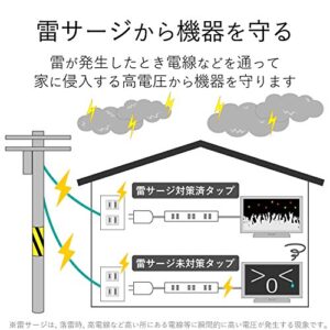 ELECOM Thunder Guard Power Strip with Individual Switch 6 Outlet 2.5m [Black] T-K5A-2625BK (Japan Import)