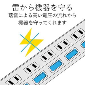 ELECOM Lightning Guard Power Strip with Individual Switch and Swing Plug 4 Outlet 2.5m [White] T-K5A-2425WH (Japan Import)
