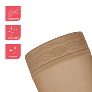 JOBST - 119379 UltraSheer Thigh High with Lace Silicone Top Band, 15-20 mmHg Compression Stockings, Closed Toe, Large, Natural
