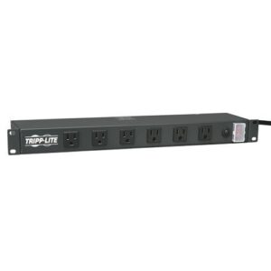 tripp lite 12 right angle wide-spaced outlet rackmount network-grade pdu power strip, 15a, 15ft cord, 5-15p plug (rs1215-ra) by tripp lite