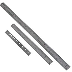 precise stainless steel ruler trio | 6" (15.2 cm), 12" (30.5 cm), & 24" (61 cm) | dual sae & metric system | great set for multiple measuring tasks from 1" to 24"