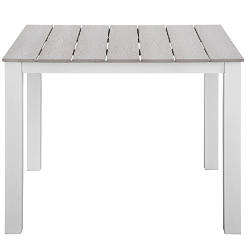 Modway Maine Aluminum Outdoor Patio 40" Dining Table in White Light Gray