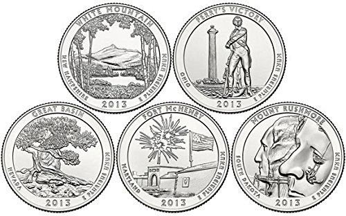 2013 P Complete Set of 5 National Park Quarters Uncirculated