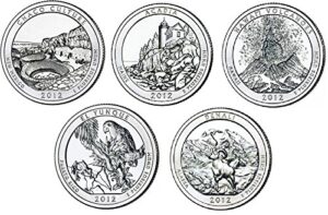 2012 p complete set of 5 national park quarters uncirculated