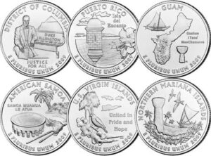 2009 p complete set of all 6 dc & territories quarters uncirculated