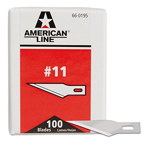 American Line Hobby Blades #11 Standard Refill - 100-Pack - Precision Engineered with High Carbon Stainless Steel for Acute Point - 66-0195