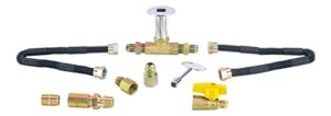 dreffco fire pit gas burner connection kit- complete 1/2" kit including 2 non-whistle flex line, lp air mixer and matched keyed ball valve