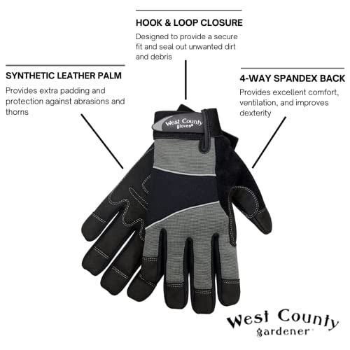 West County Gardener unisex adult West County Gardener Men s Work Glove Charcoal X Large 013C, Charcoal, X Large US